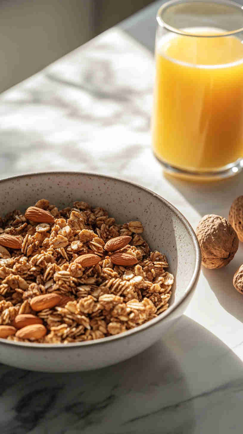 Low-Sugar Granola & Milk