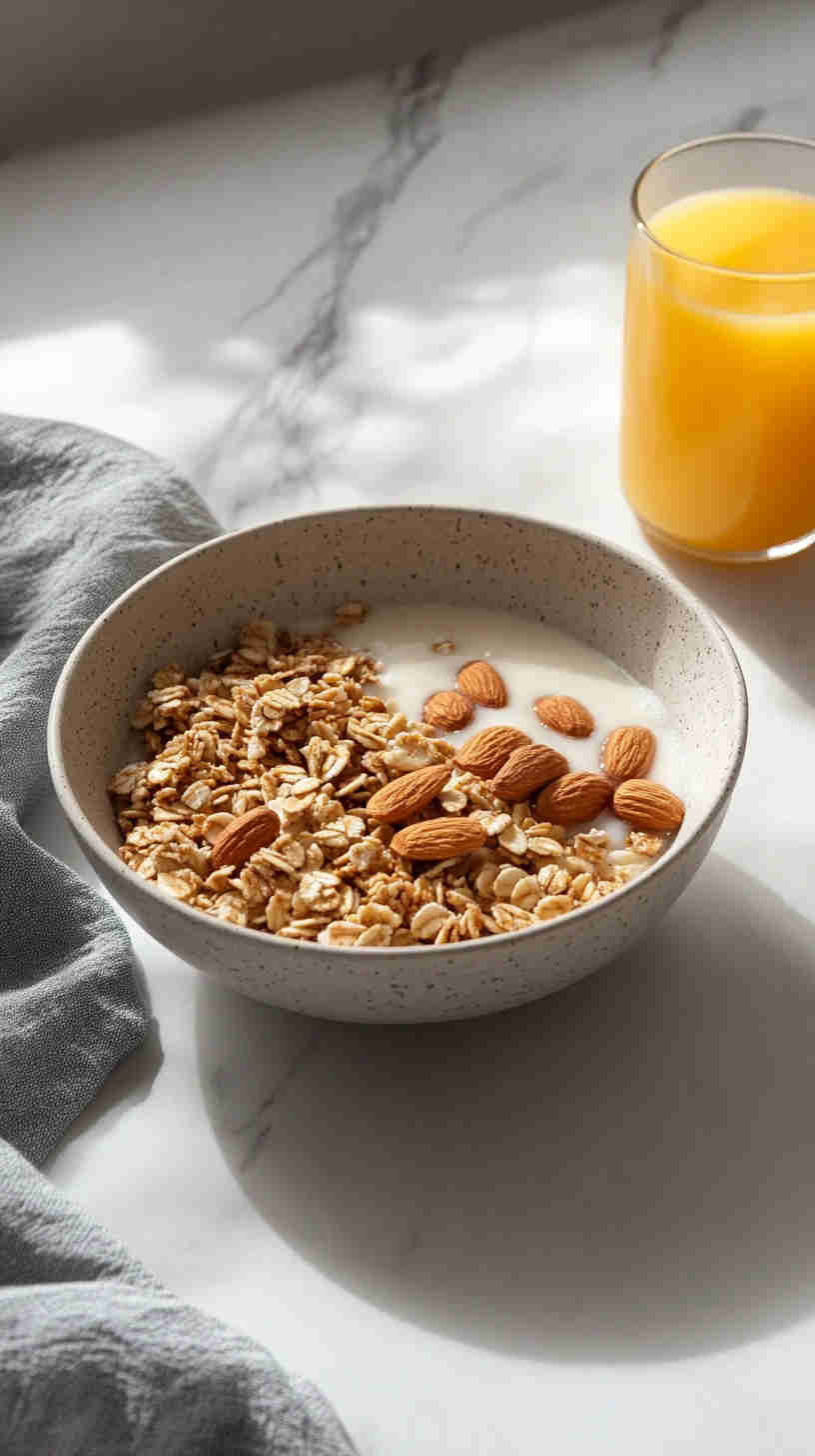 Low-Sugar Granola & Milk
