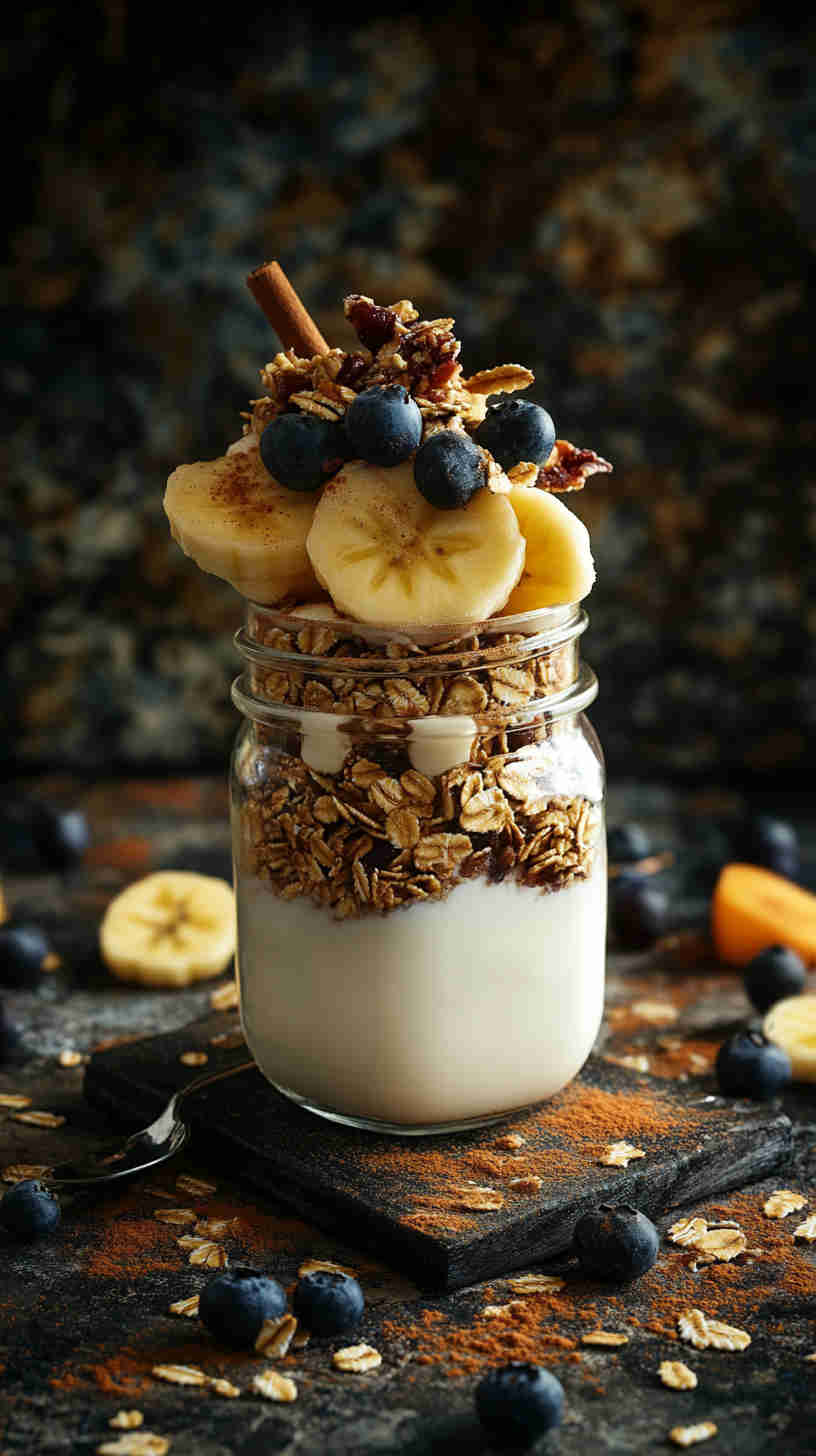 Low-Sugar Granola & Milk