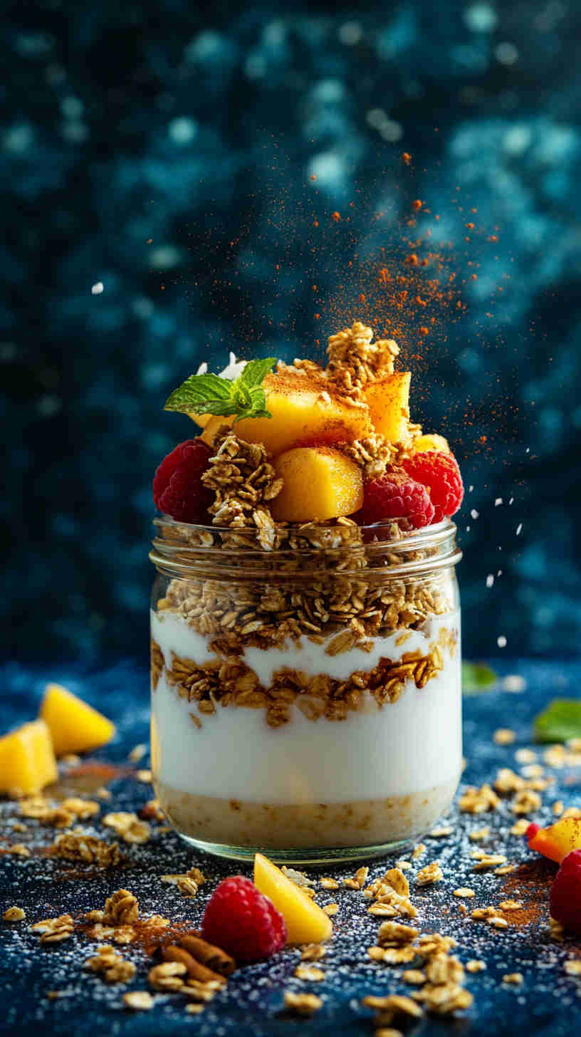 Low-Sugar Granola & Milk