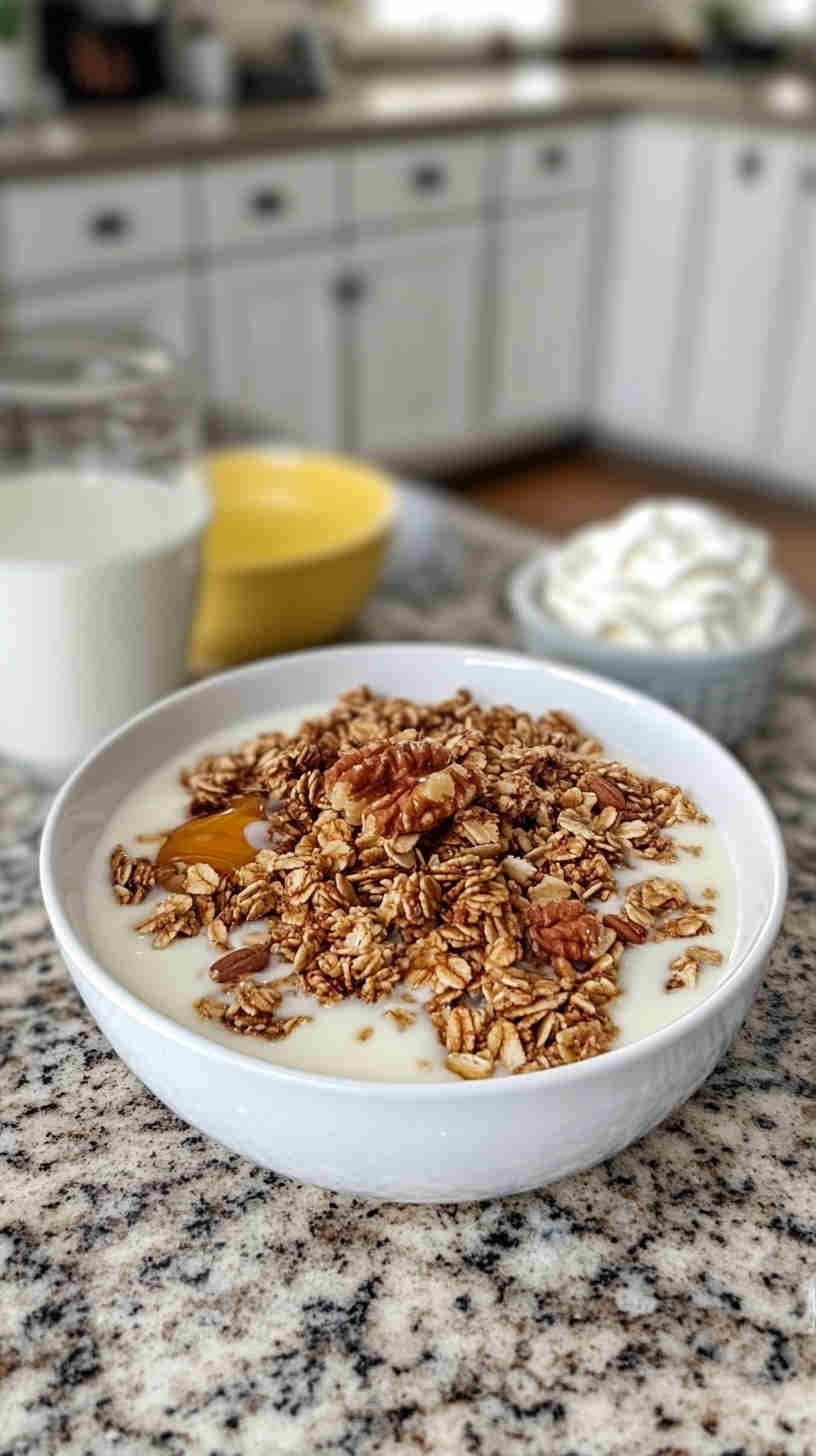 Low-Sugar Granola & Milk