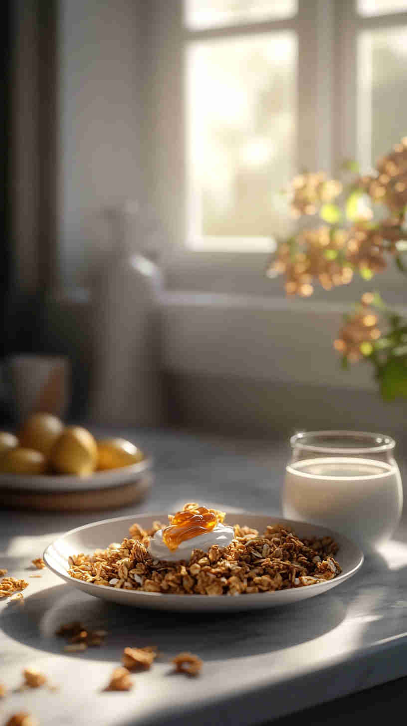Low-Sugar Granola & Milk