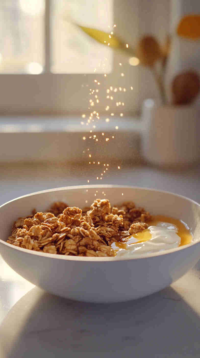 Low-Sugar Granola & Milk