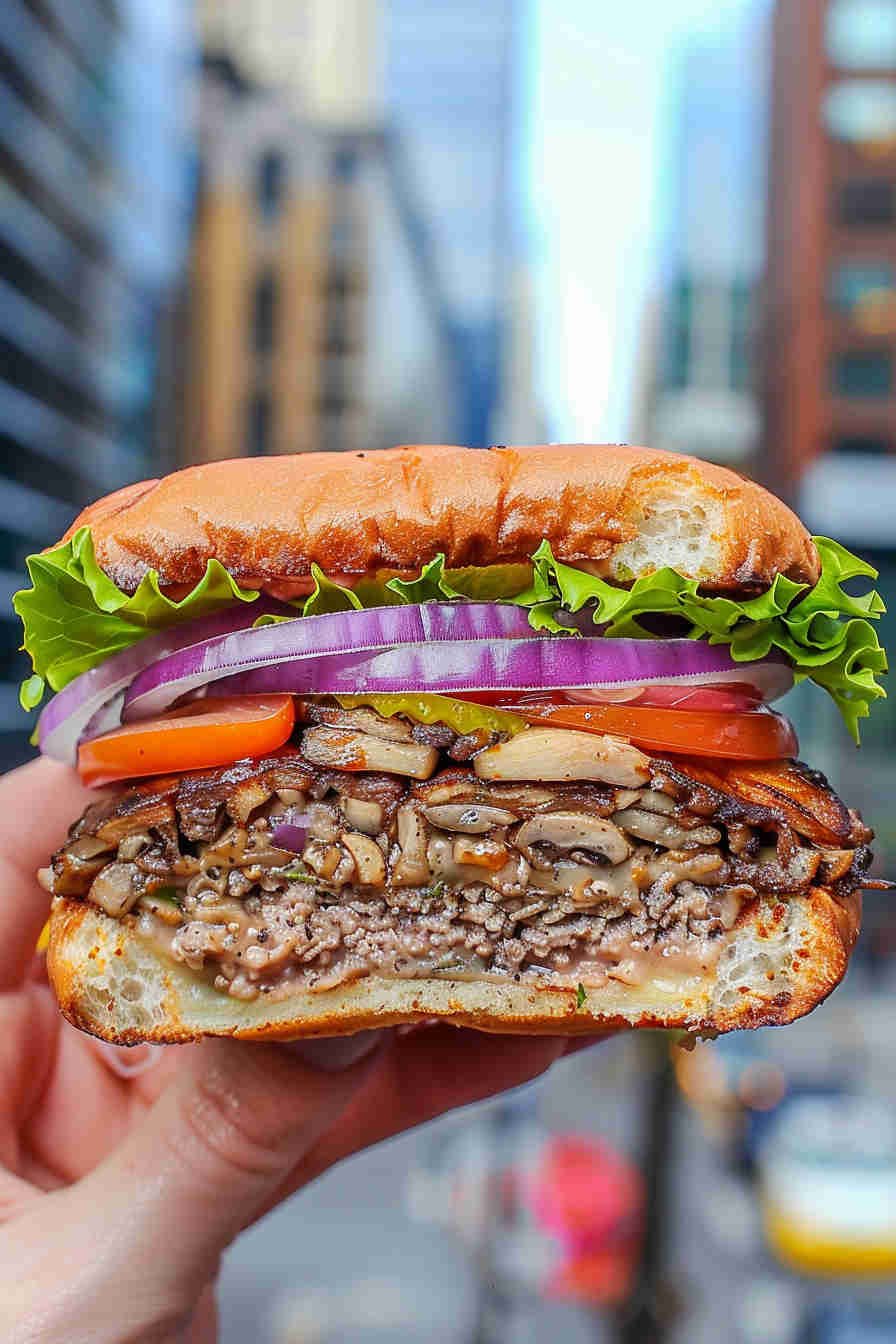 Mushroom & Bell Pepper Veggie Burger