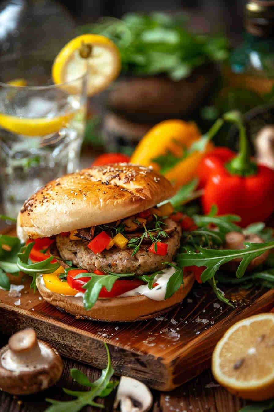Mushroom & Bell Pepper Veggie Burger