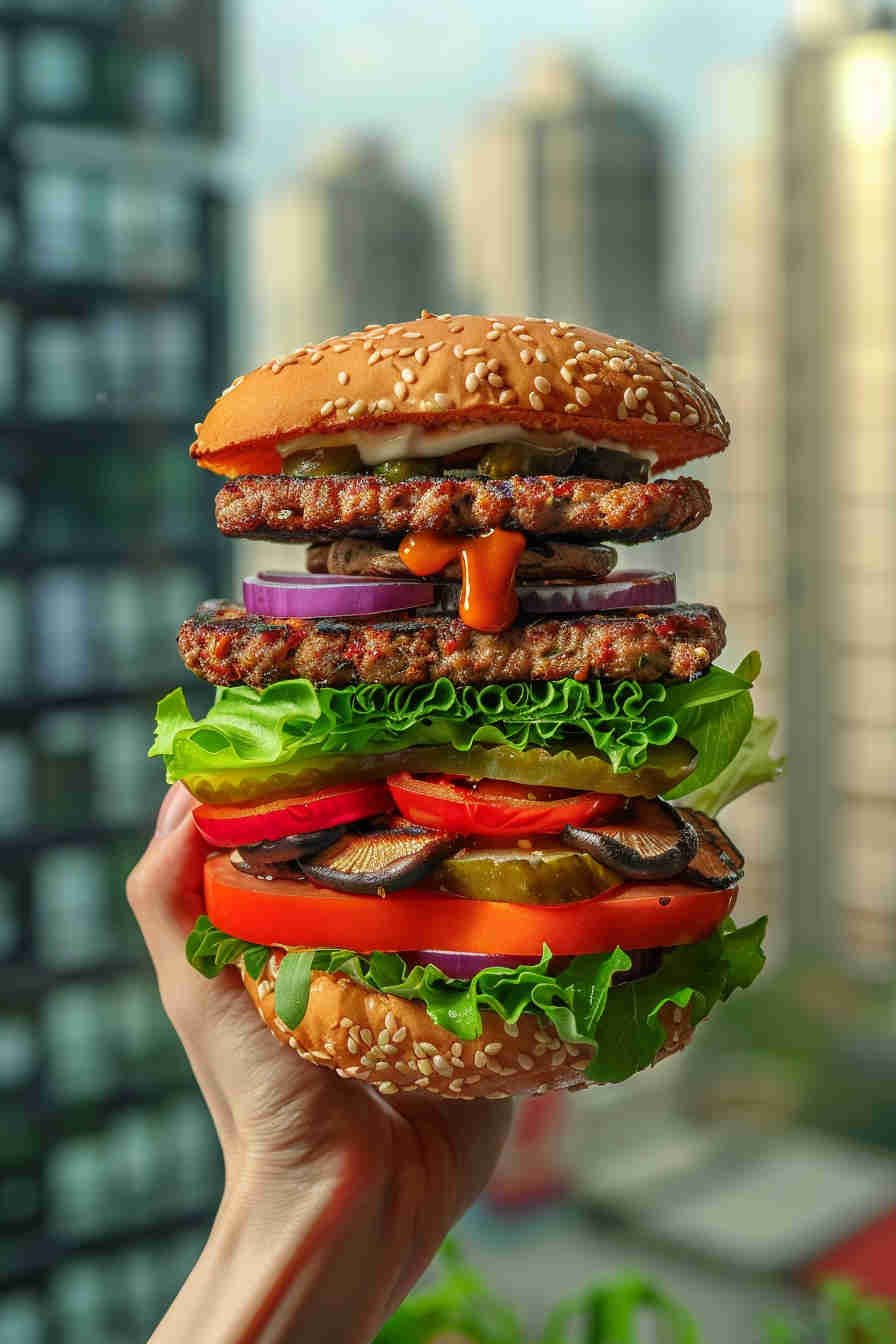 Mushroom & Bell Pepper Veggie Burger