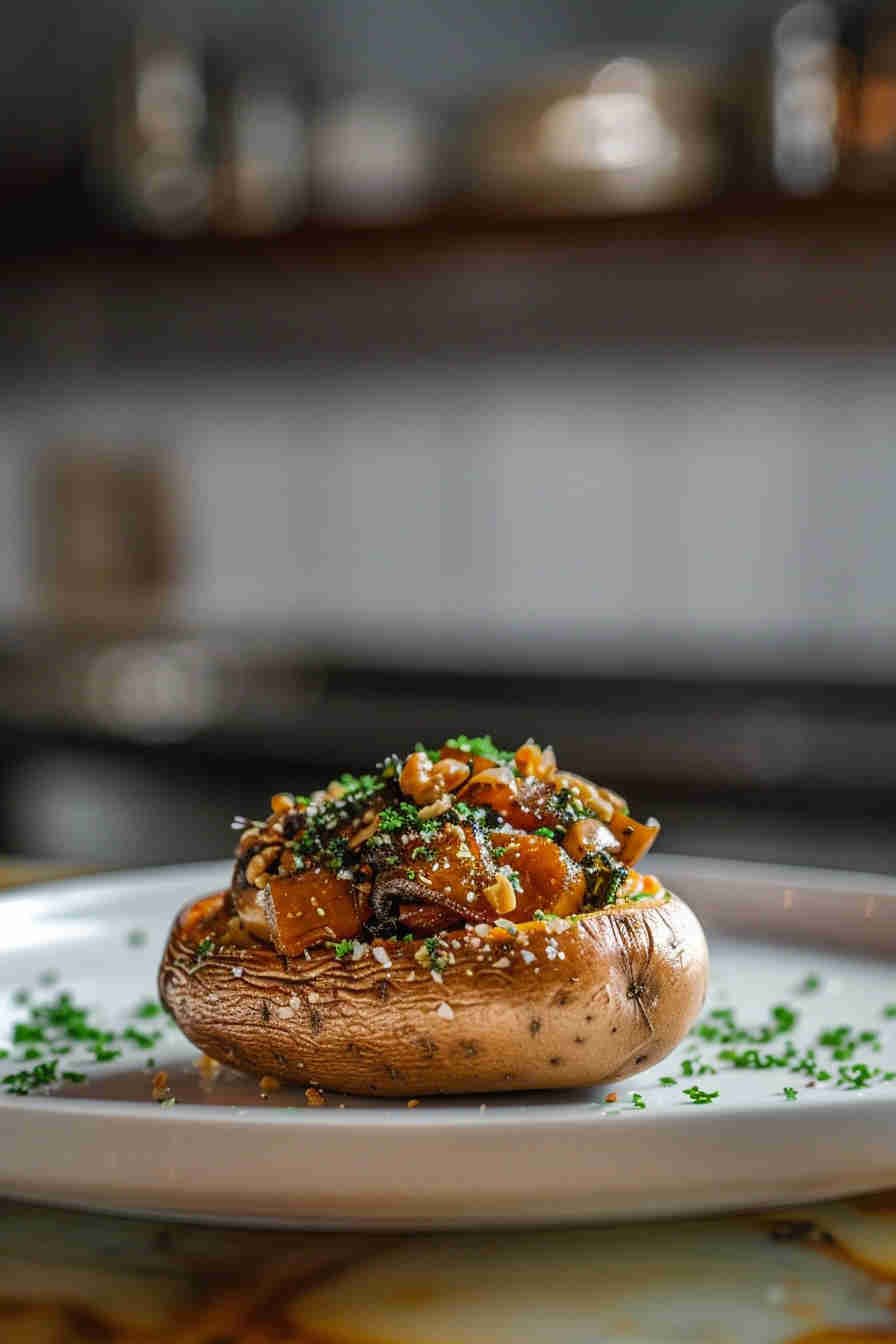 Mushroom & Kale Stuffed Sweet Potatoes