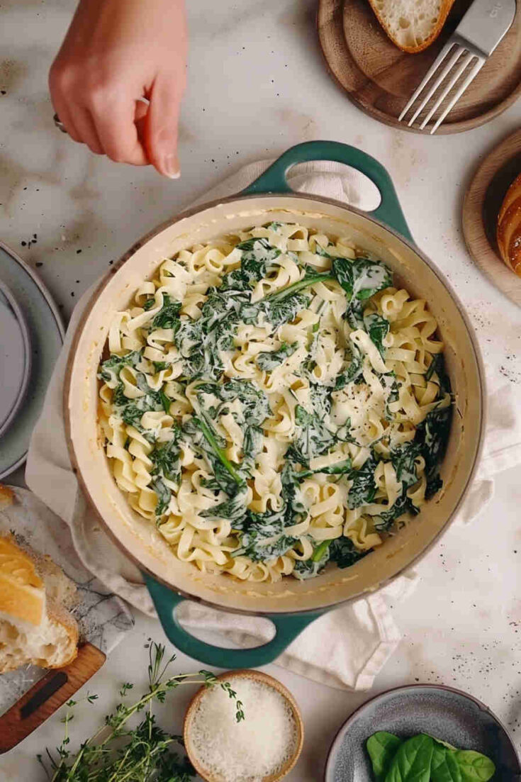 One-Pot Spinach Alfredo Pasta