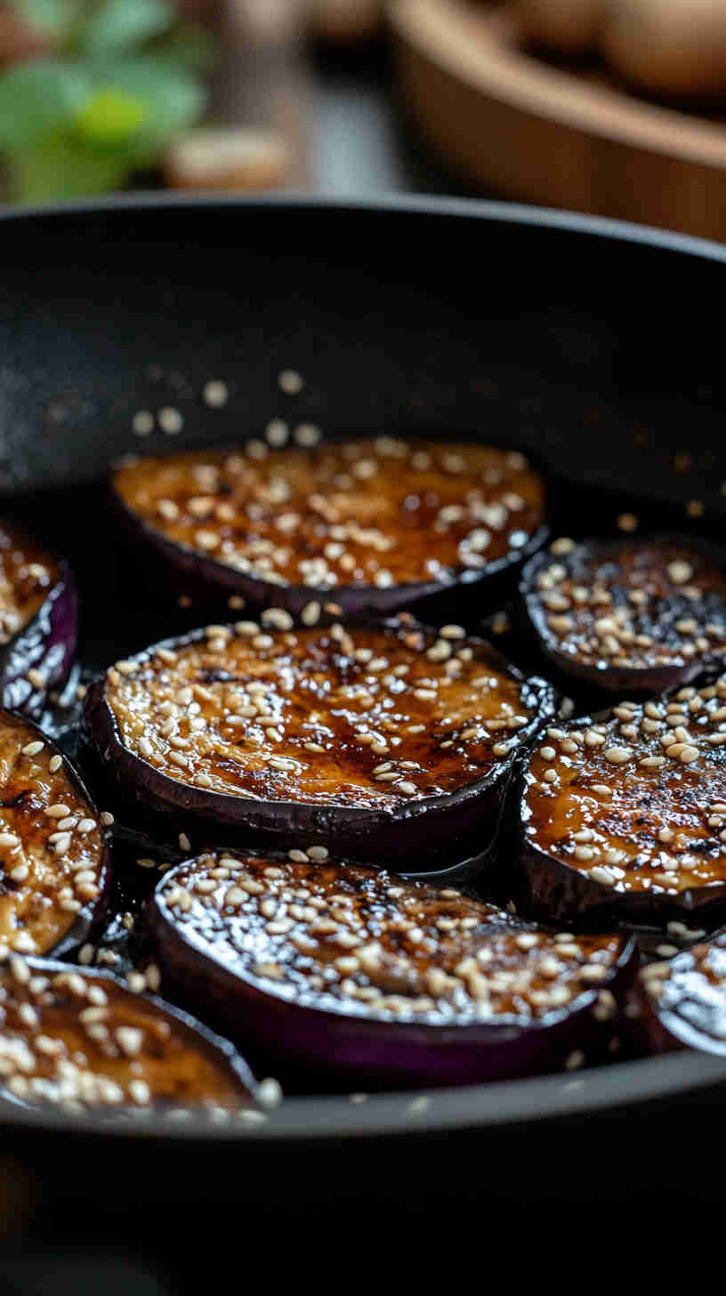 Pan-Fried Aubergine with Sesame Seeds and Soy Sauce
