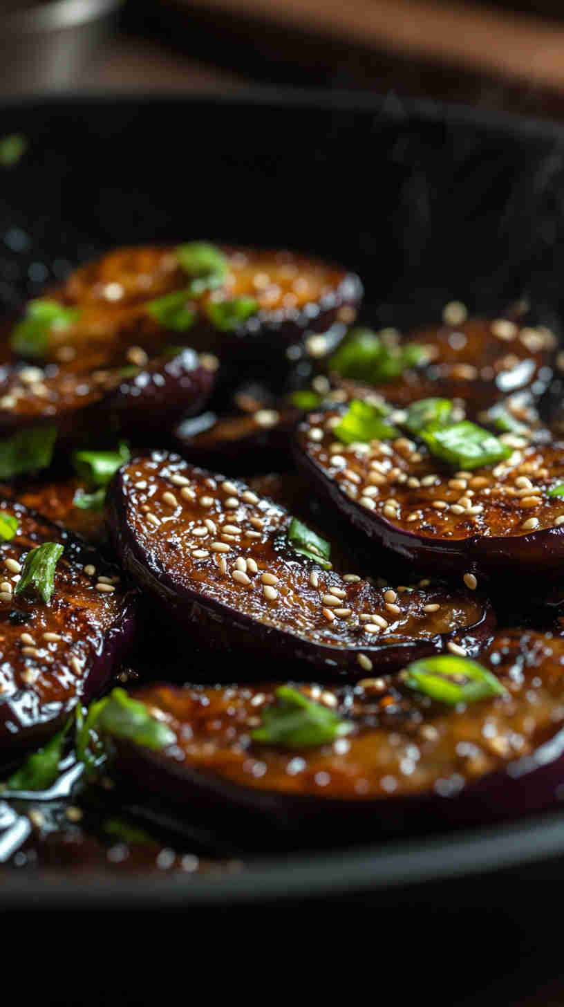Pan-Fried Aubergine with Sesame Seeds and Soy Sauce