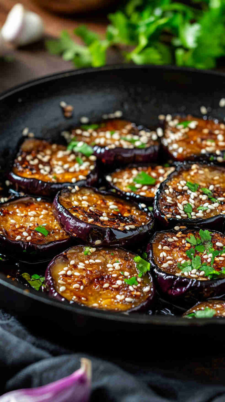 Pan-Fried Aubergine with Sesame Seeds and Soy Sauce