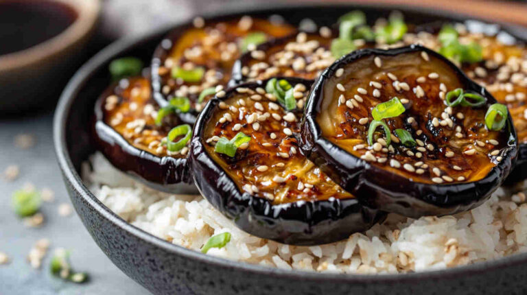 Pan-Fried Aubergine with Sesame Seeds and Soy Sauce