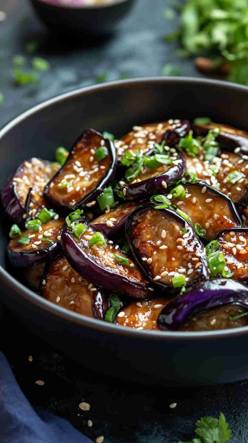 Pan-Fried Aubergine with Sesame Seeds and Soy Sauce