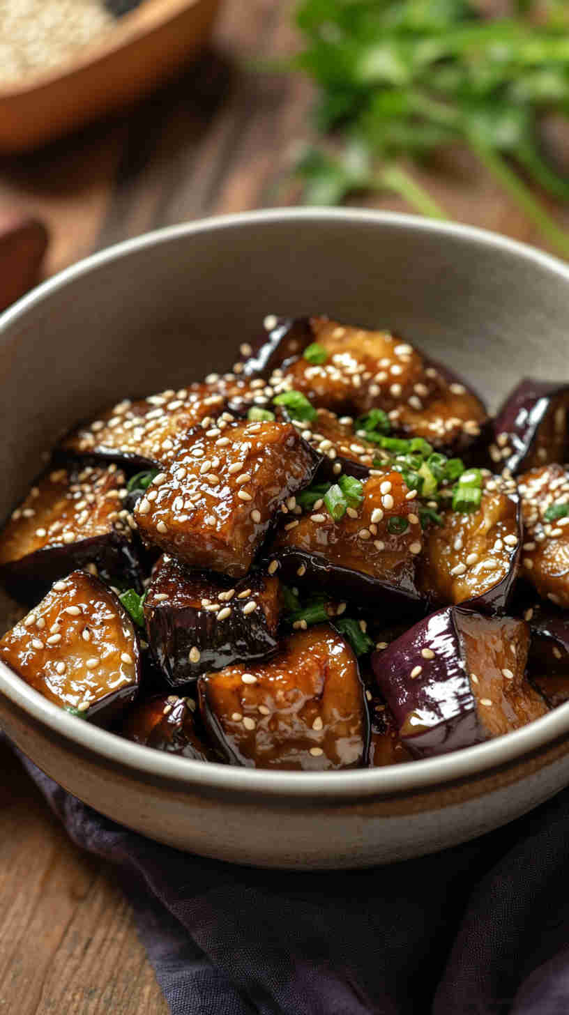 Pan-Fried Aubergine with Sesame Seeds and Soy Sauce