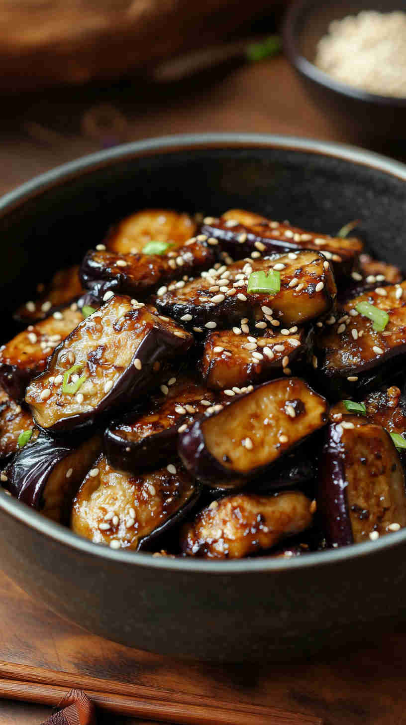 Pan-Fried Aubergine with Sesame Seeds and Soy Sauce