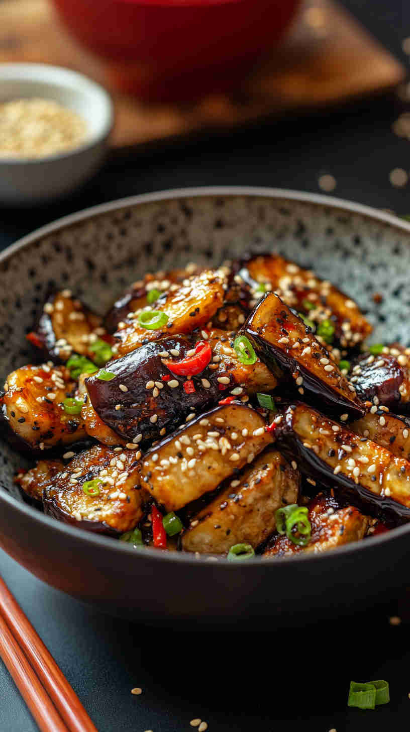Pan-Fried Aubergine with Sesame Seeds and Soy Sauce