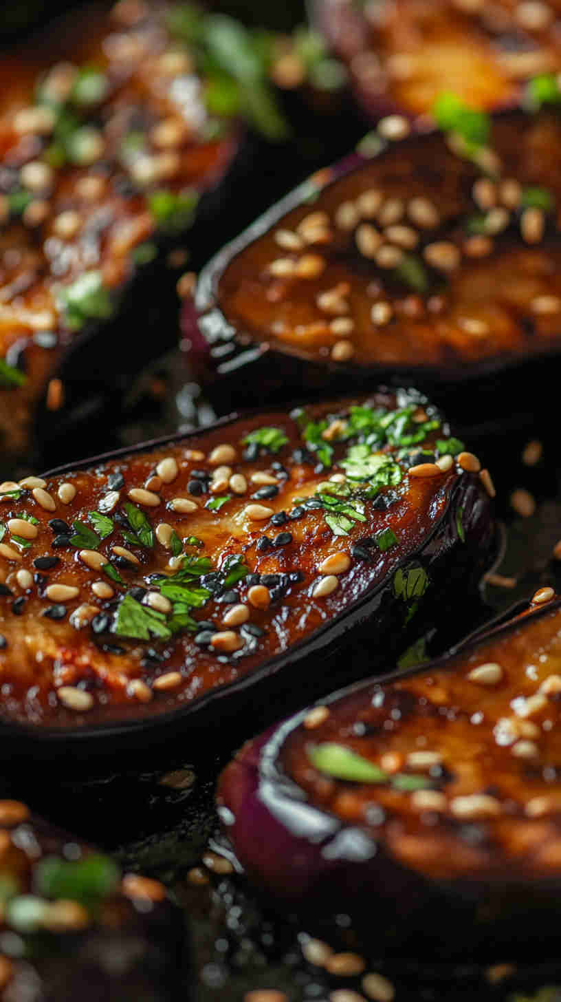 Pan-Fried Aubergine with Sesame Seeds and Soy Sauce