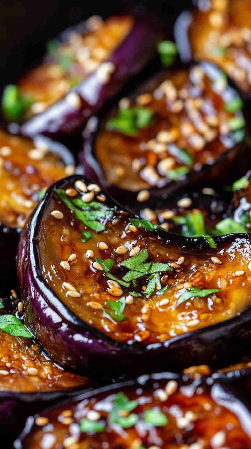 Pan-Fried Aubergine with Sesame Seeds and Soy Sauce