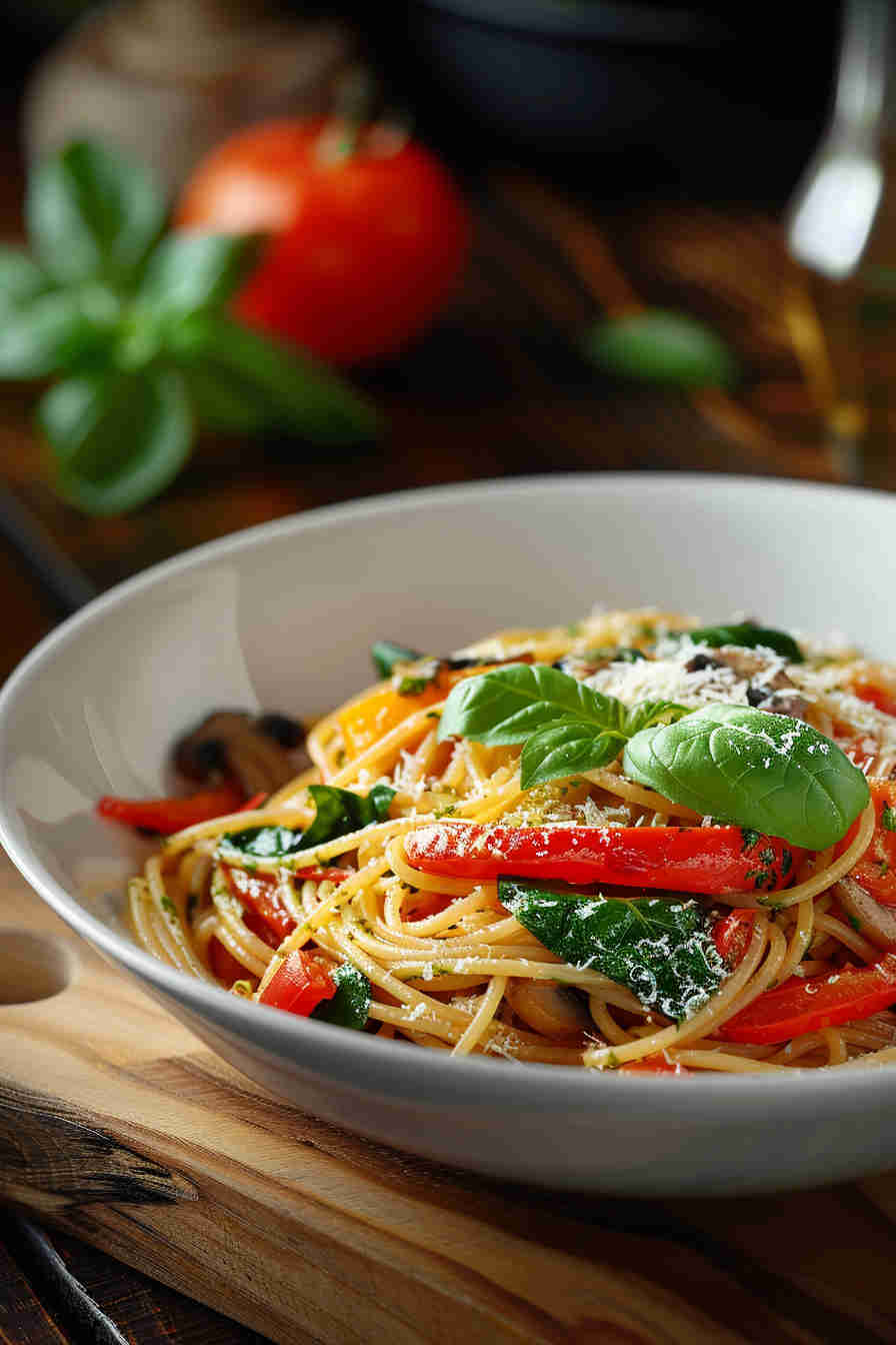 Quick Veggie Pesto Pasta
