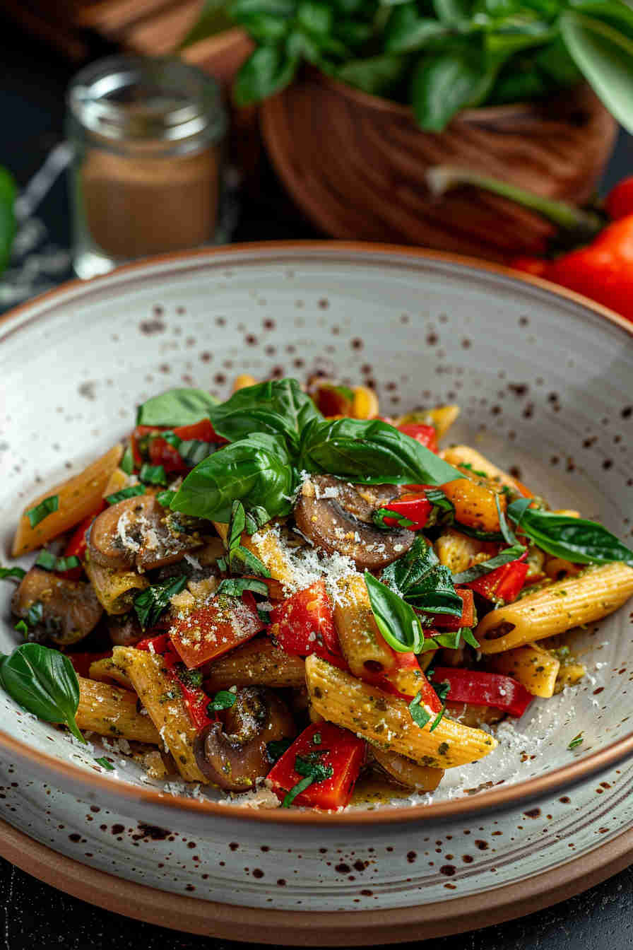 Quick Veggie Pesto Pasta
