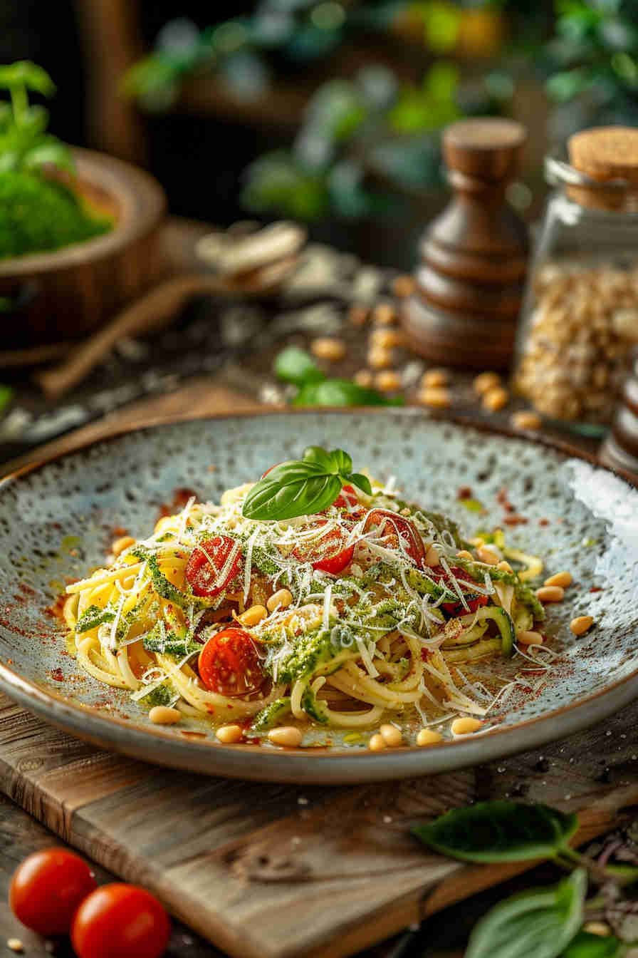Quick Veggie Pesto Pasta