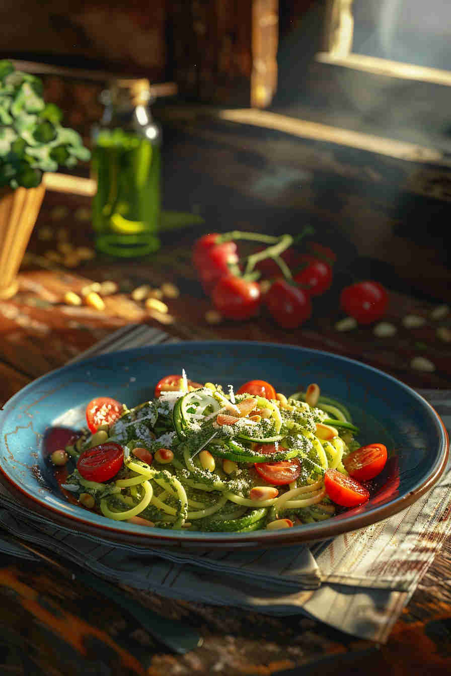 Quick Veggie Pesto Pasta