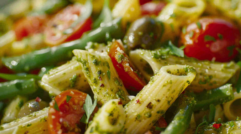 Quick Veggie Pesto Pasta