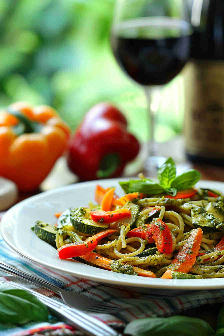 Quick Veggie Pesto Pasta
