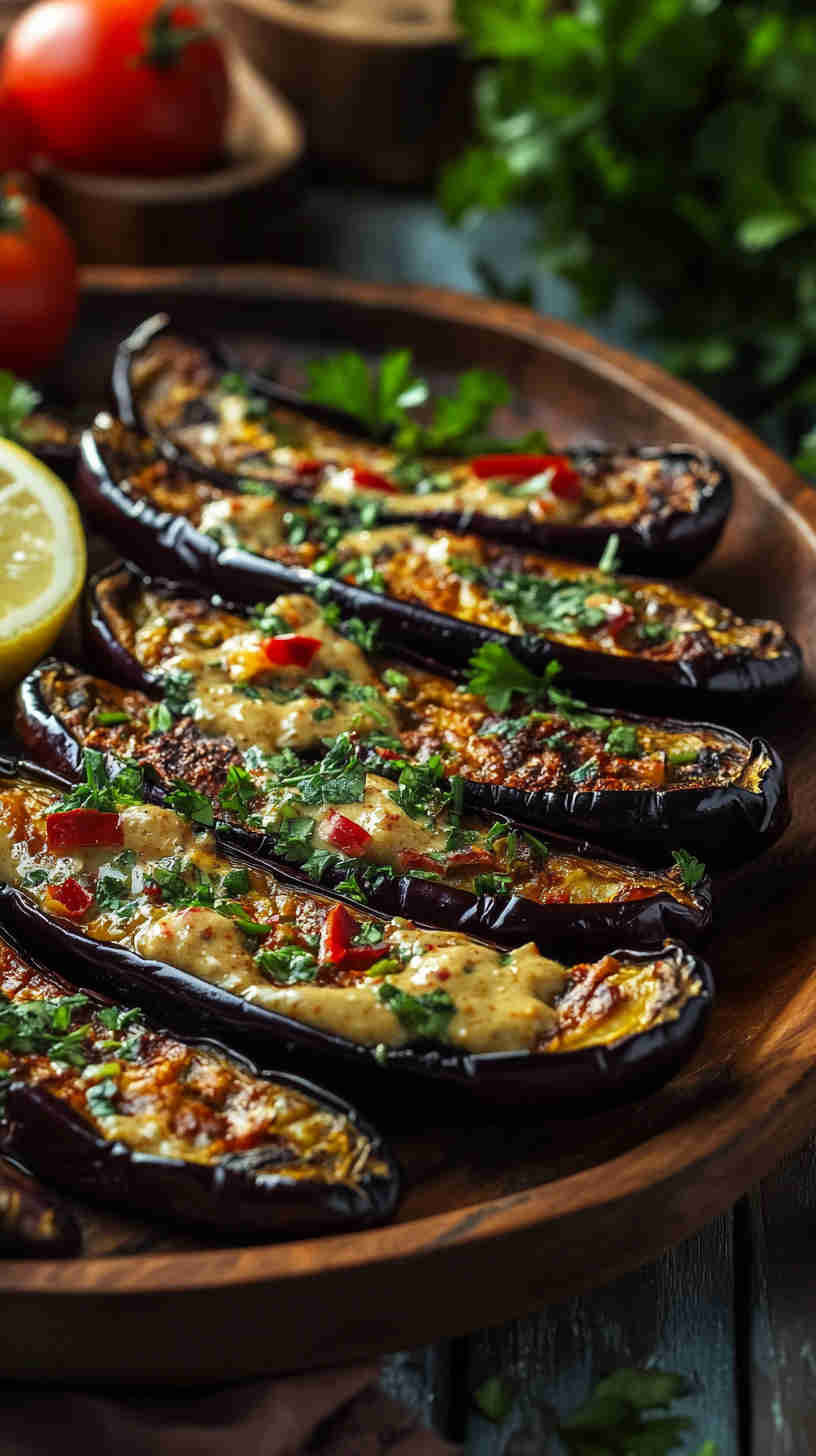 Roasted Aubergine with Tahini Sauce