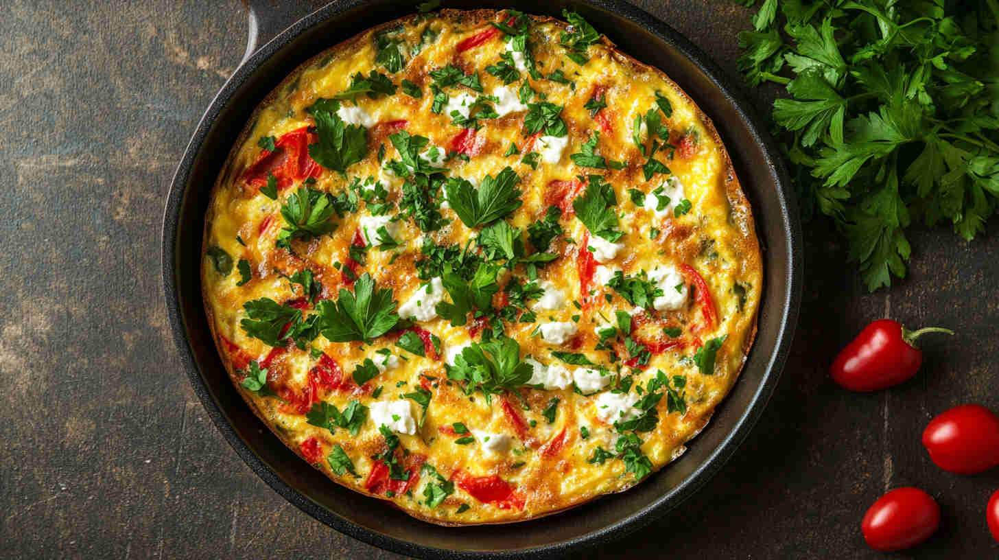 Roasted Red Pepper & Feta Frittata
