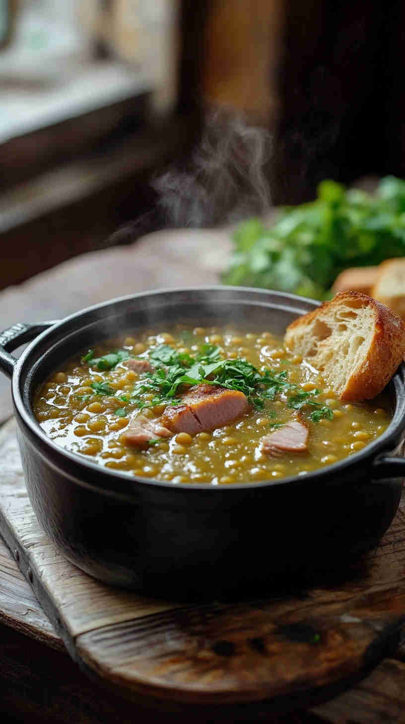 Rustic Split Pea Soup with Ham