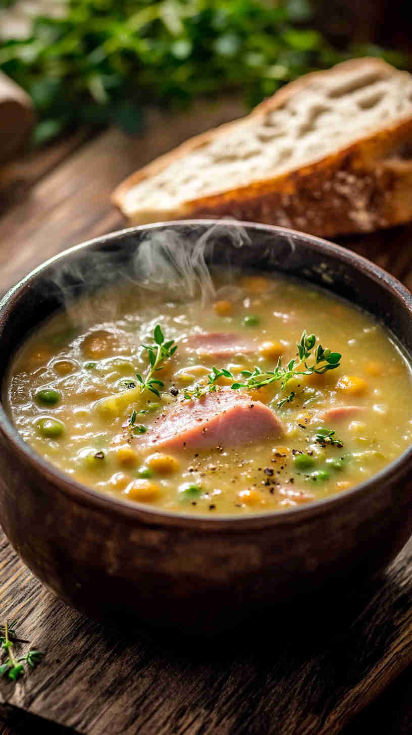 Rustic Split Pea Soup with Ham