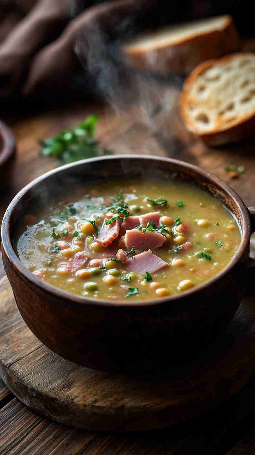 Rustic Split Pea Soup with Ham