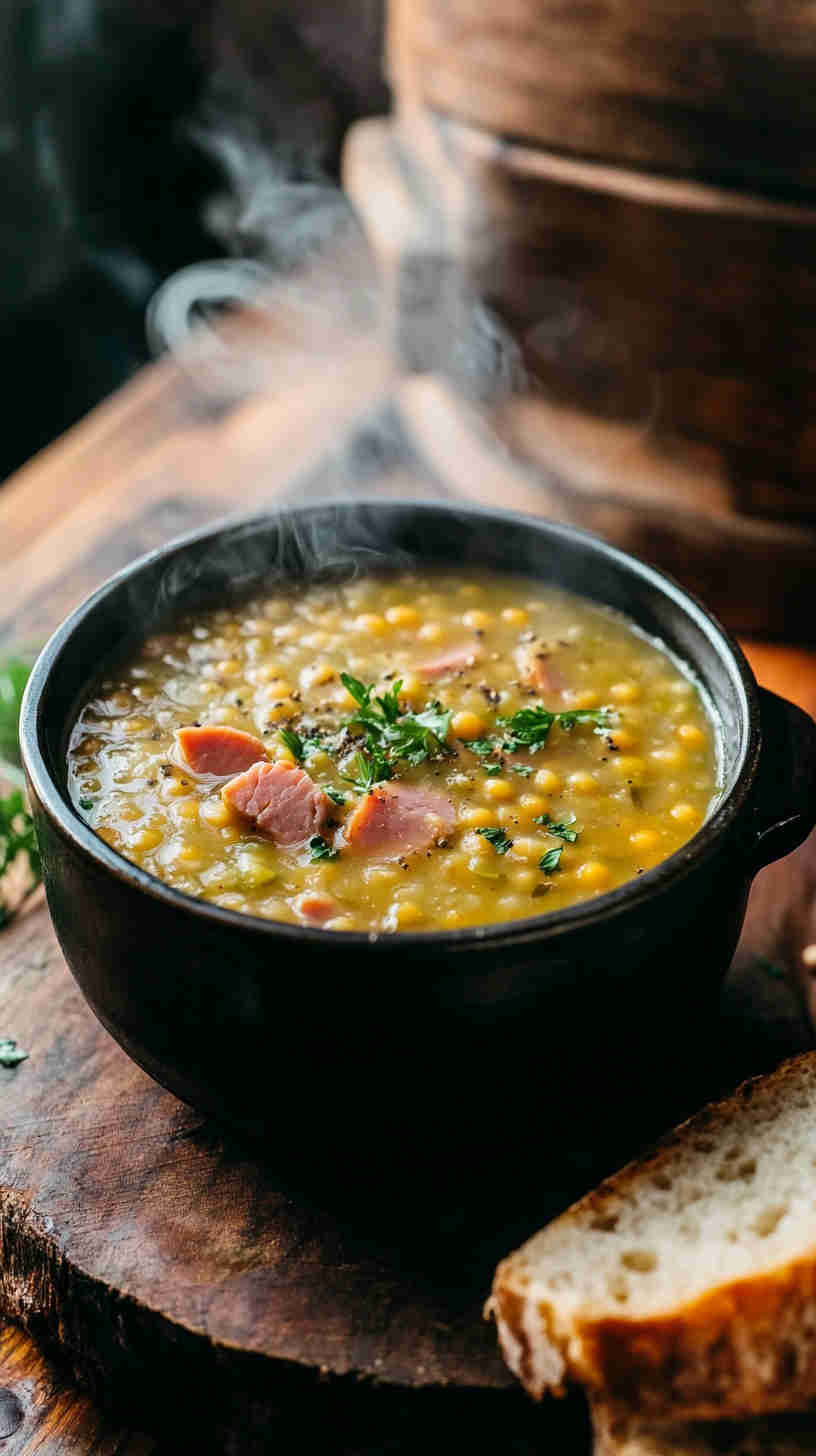 Rustic Split Pea Soup with Ham