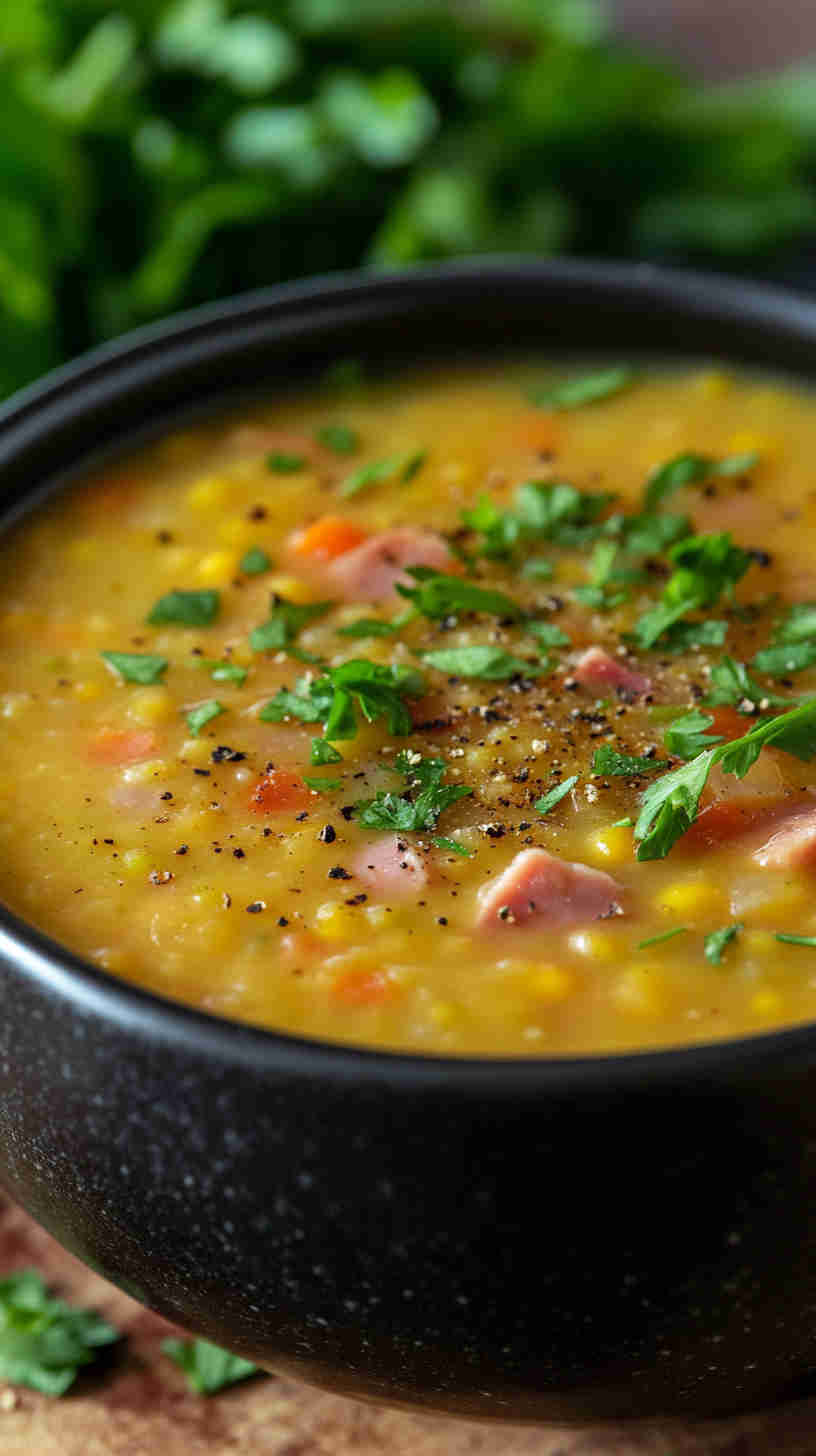 Rustic Split Pea Soup with Ham