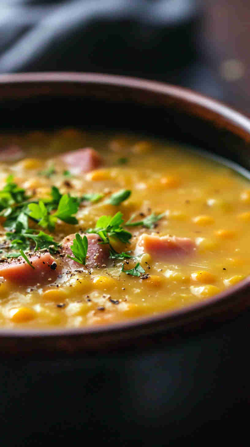 Rustic Split Pea Soup with Ham