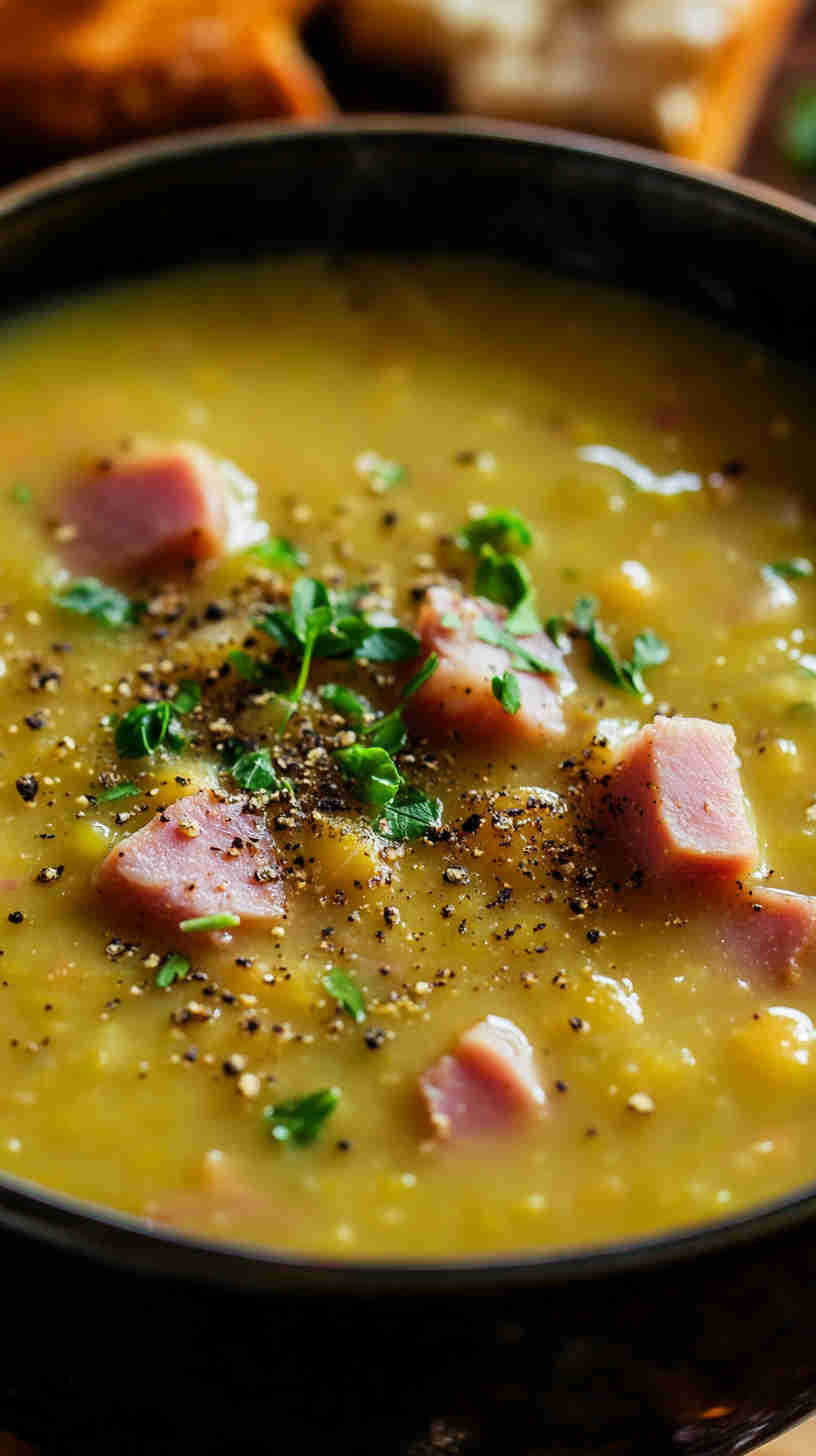 Rustic Split Pea Soup with Ham