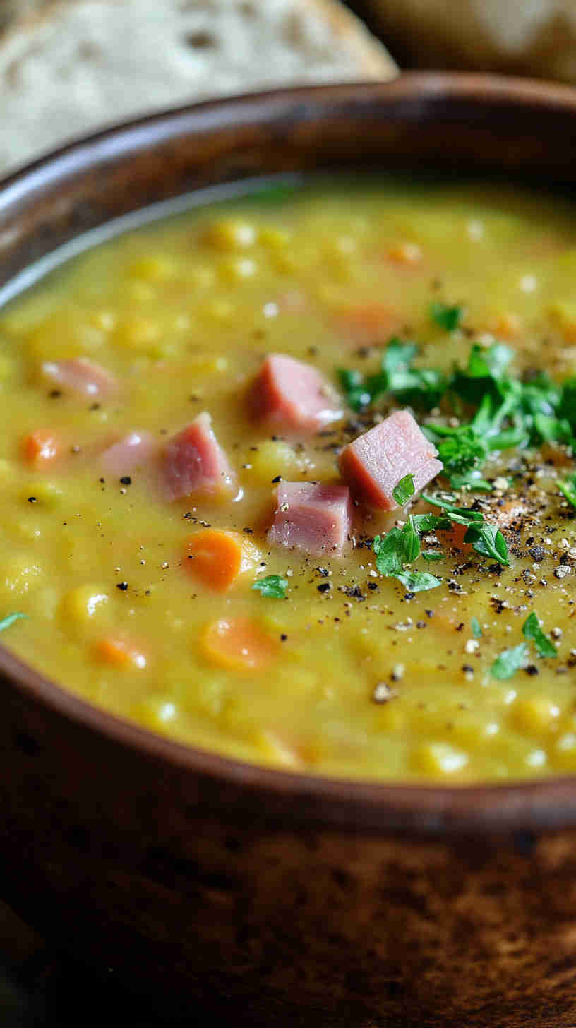 Rustic Split Pea Soup with Ham