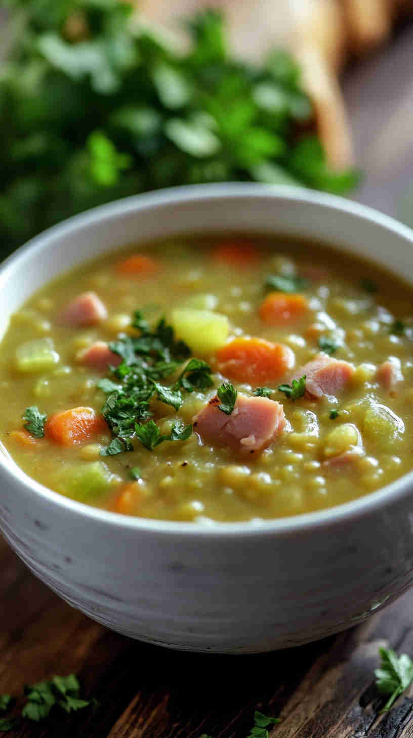 Rustic Split Pea Soup with Ham