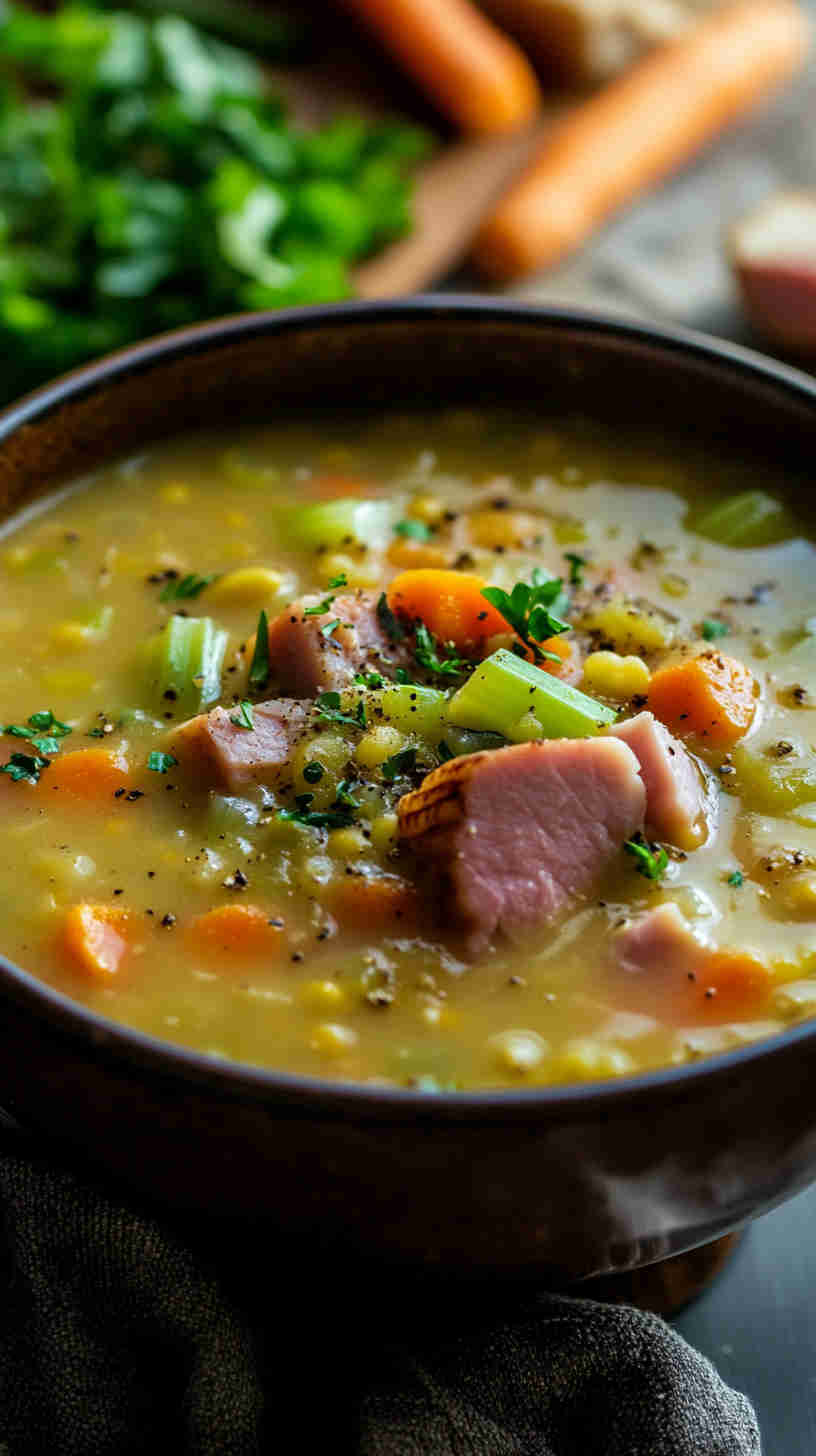 Rustic Split Pea Soup with Ham