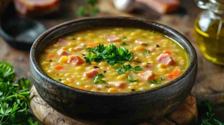 Rustic Split Pea Soup with Ham