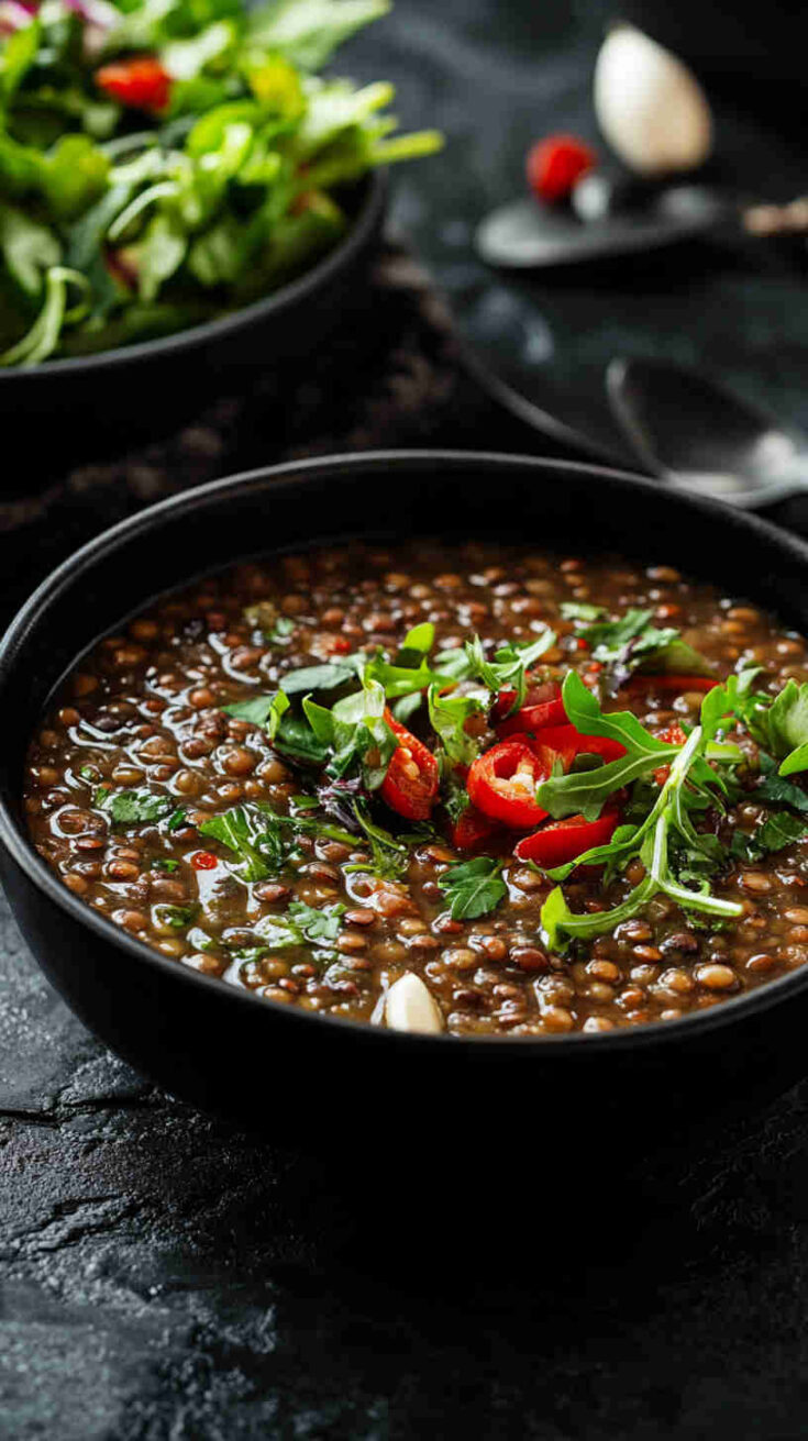 Simple Lentil Soup with Garlic and Herbs