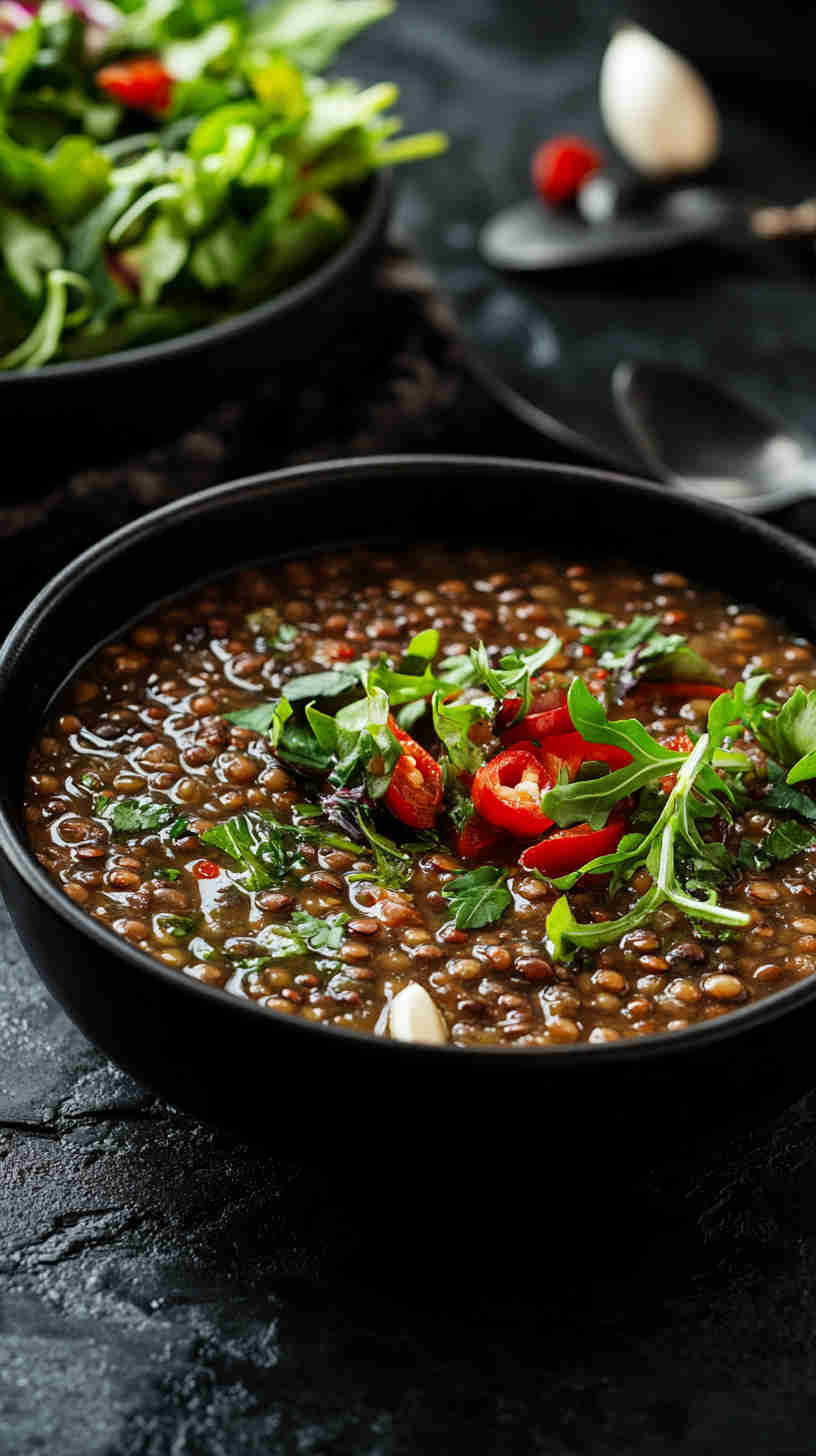 Simple Lentil Soup with Garlic and Herbs