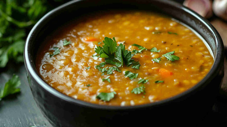 Simple Lentil Soup with Garlic and Herbs