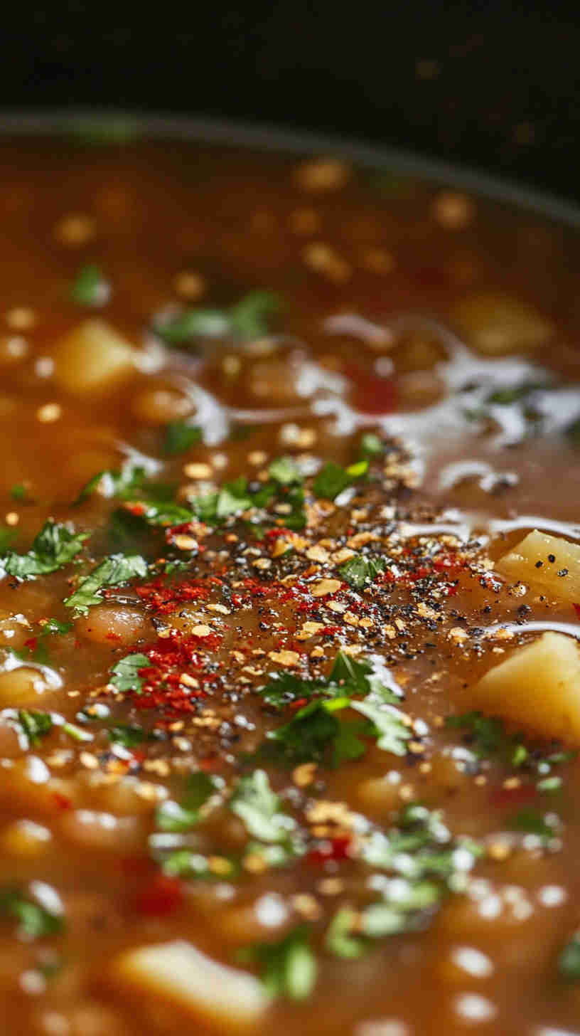 Simple Lentil Soup with Garlic and Herbs