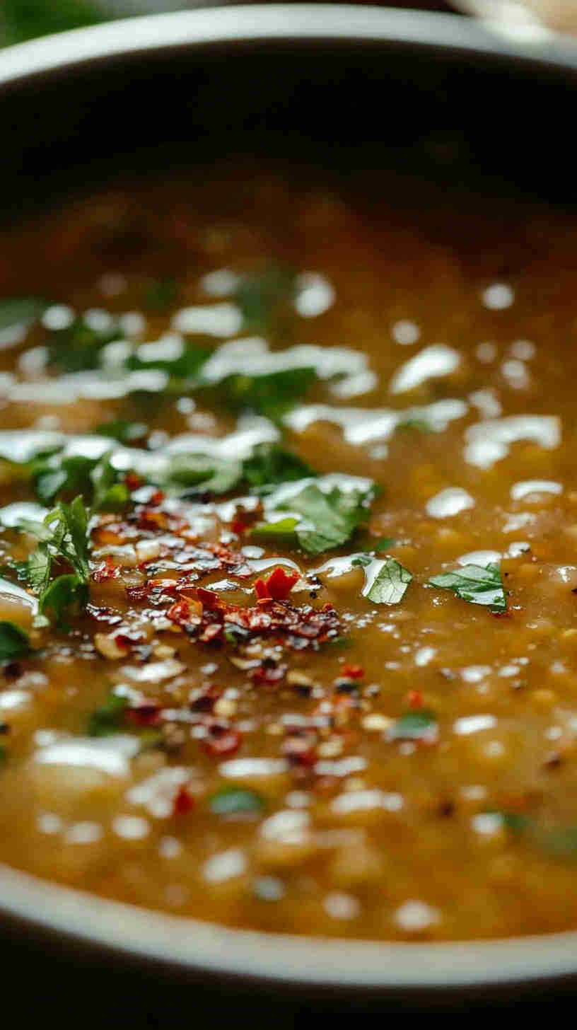 Simple Lentil Soup with Garlic and Herbs
