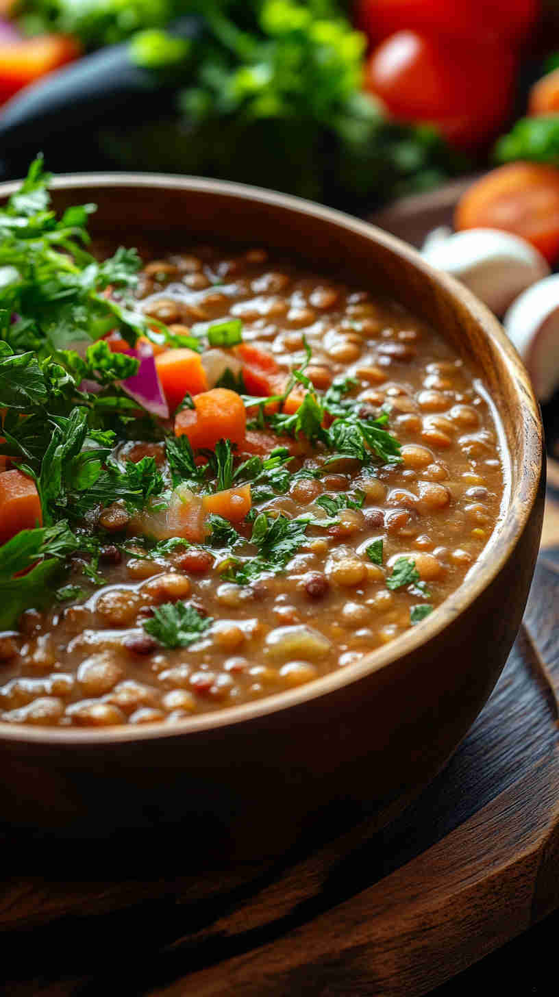 Simple Lentil Soup with Garlic and Herbs