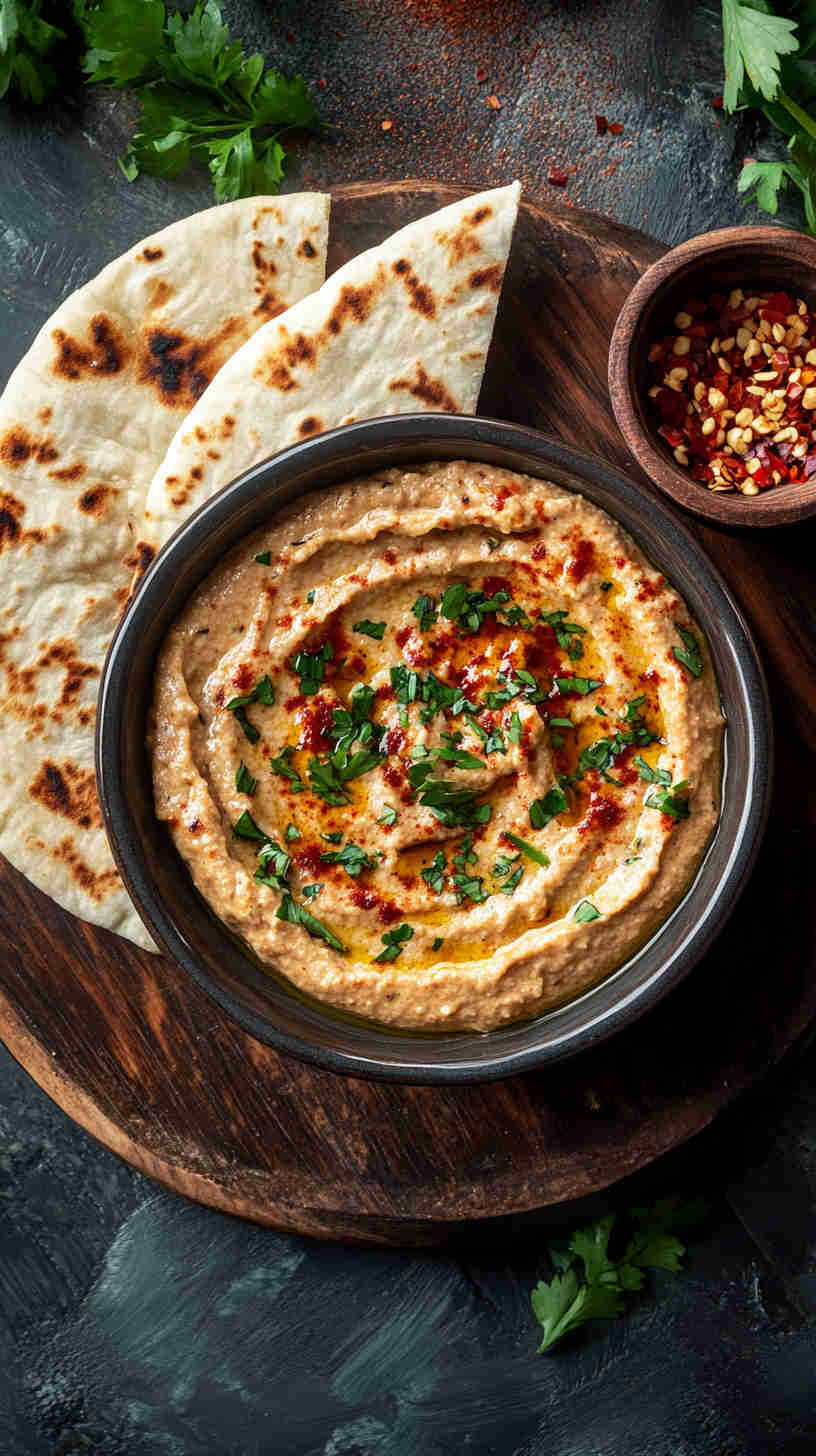 Smoky Aubergine Dip with Pita Bread
