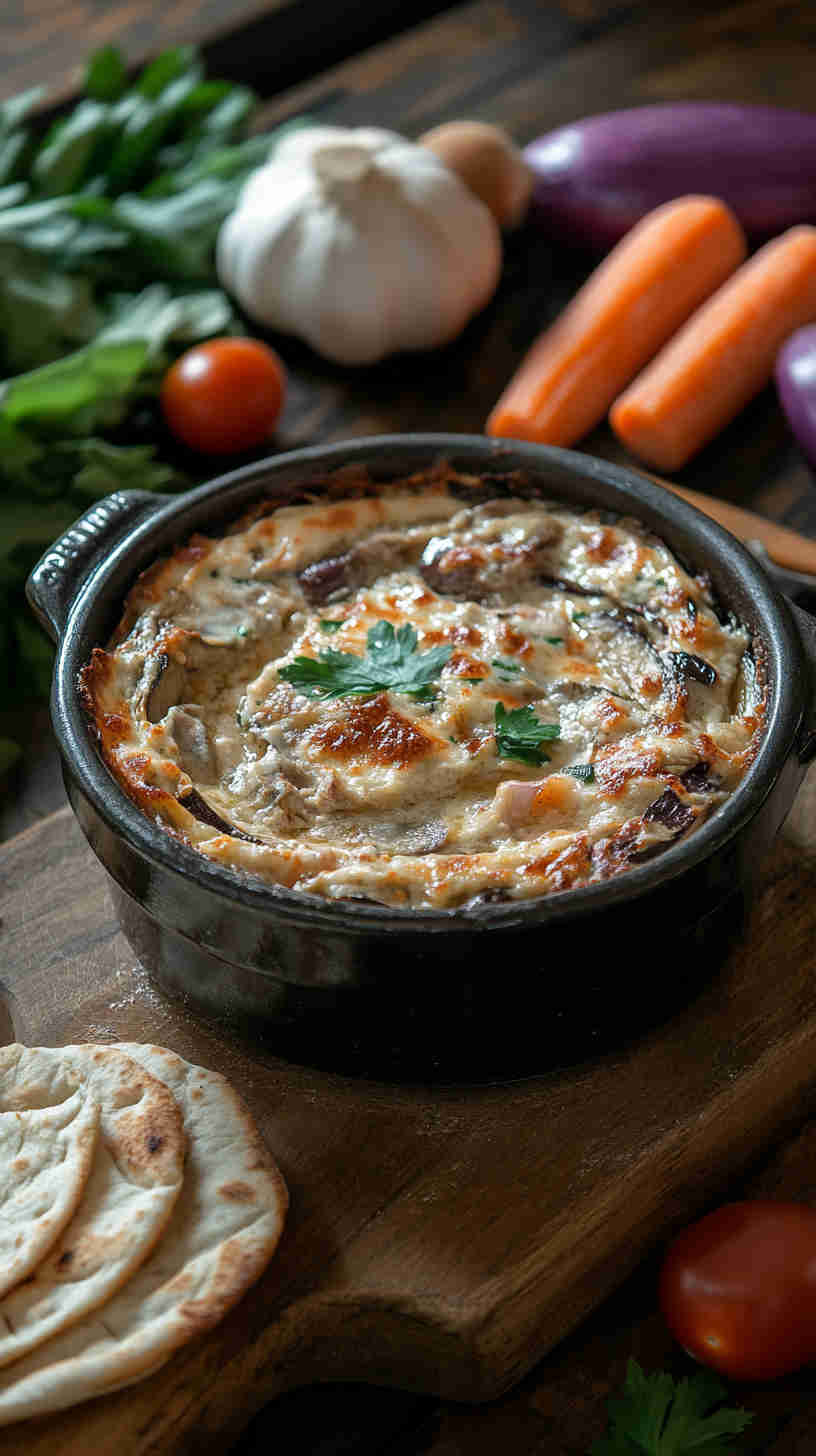 Smoky Aubergine Dip with Pita Bread