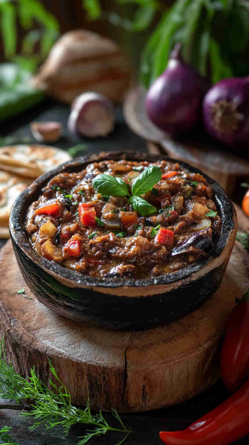 Smoky Aubergine Dip with Pita Bread
